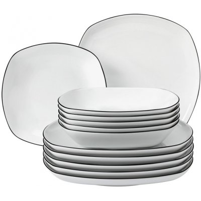 Seltmann Weiden Jídelní sada hranatá LIDO BLACK LINE černá 12 ks – Hledejceny.cz