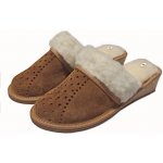 Ovčí Věci dámské pantofle na klínku semišové korkové – Zboží Dáma