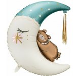 Fóliový balónek Party Deco Foil balloon Teddy bear on the moon 71 x 86 cm – Zboží Dáma