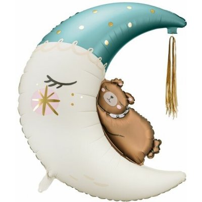Fóliový balónek Party Deco Foil balloon Teddy bear on the moon 71 x 86 cm – Zboží Dáma