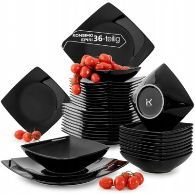 Konsimo Jídelní souprava servis pro 12 osob talíře Epiri černý lesk 36 ks – Zbozi.Blesk.cz