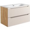 Koupelnový nábytek COMAD Závěsná skříňka s umyvadlem - LUXOR 82-90-2S beige, šířka 90 cm, béžová/olejovaný dub