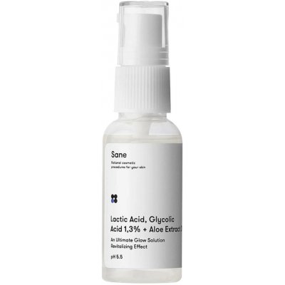 Sane - Lactic Acid, Glycolic Acid 1,3% + Aloe Extract 3% - Pleťové sérum s kyselinou mléčnou a glykolovou - 30 ml – Hledejceny.cz