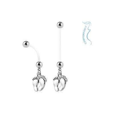 Šperky4U těhotenský piercing do pupíku stopy WP01084-ST – Zboží Mobilmania