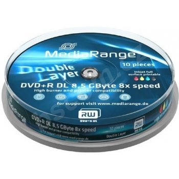 MediaRange DVD+R DL 8.5GB 8x, printable, cakebox 10ks (MR468)