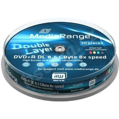 MediaRange DVD+R DL 8.5GB 8x, printable, cakebox 10ks (MR468) – Zboží Živě