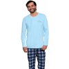 Pánské pyžamo Wadima 204169 18 pánské pyžamo dlouhé modré