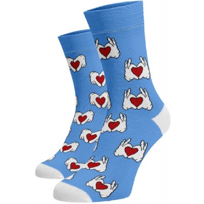 Veselé ponožky Srdce v dlani Modrá – Zboží Mobilmania