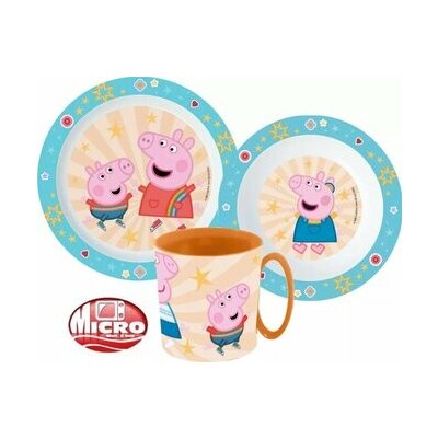 STOR Dětský jídelní set Peppa Pig talíř miska a hrnek 350 ml plast – Zboží Mobilmania