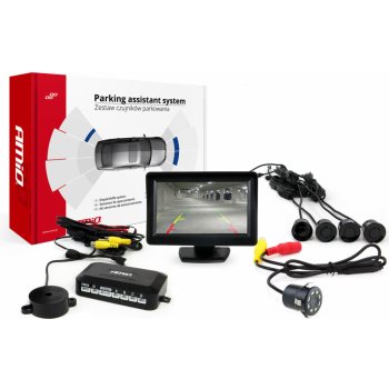 AMiO Sada asistentů parkování 4 senzory černé TFT01 4,3 `s kamerou CAM-308 LED 18mm