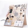 Dřevěná hračka Manibox senzorická deska Activity board s diodami velká růžová
