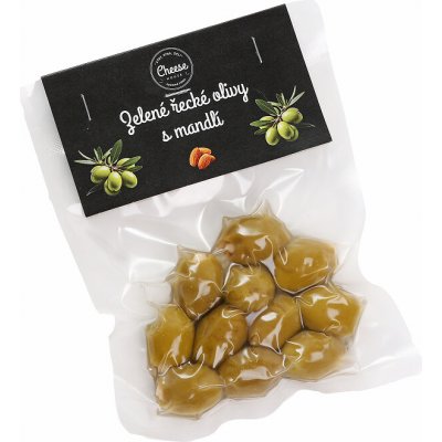 Cheese House Zelené vypeckované olivy s mandlí 100 g – Zboží Dáma