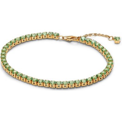 Pandora Tenisový pozlacený náramek se zelenými zirkony Timeless Shine 561469C02 18 cm – Zboží Dáma