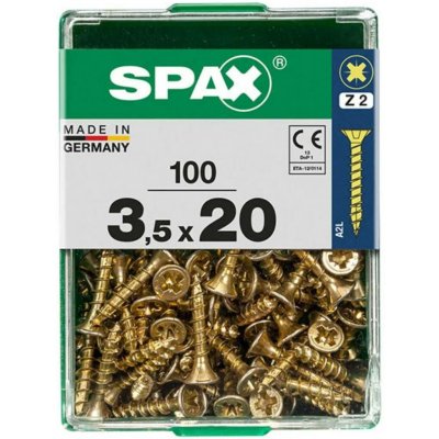 Spax Uni vrut zápust.hlava PZ/Z2 4CUT a plným závitem Yellox 35 x 20 mm 100 ks – Hledejceny.cz