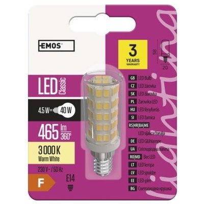 Emos Lighting LED žárovka Classic JC 4,5W E14 teplá bílá – Hledejceny.cz