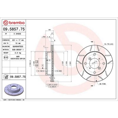 Brzdový kotouč BREMBO 09.5857.75 | Zboží Auto