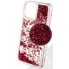 Pouzdro a kryt na mobilní telefon Apple Pouzdro 1Mcz Liquid Hexagon Sparkle ochranné s přesýpacím efektem třpytek Apple iPhone 13 Pro Max červené