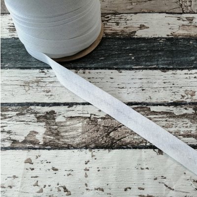 Bavlněný šikmý proužek, bílý, 12 mm – Zboží Mobilmania
