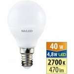 McLED LED žárovka E14 P45 4,8W 40W teplá bílá 2700K – Zboží Živě