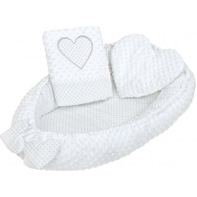 New Baby hnízdečko s polštářkem a peřinkou Srdíčko bílá – Zboží Dáma