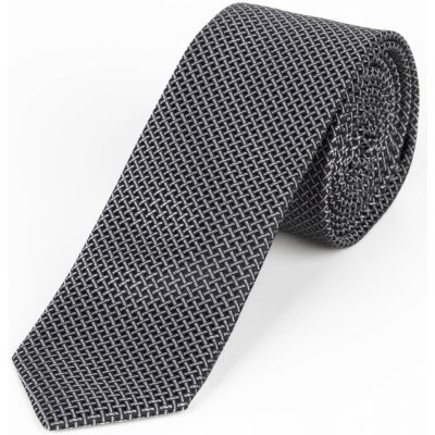 AMJ Kravata pánská úzká vzorovaná KI1004 tmavě šedá – Zboží Dáma