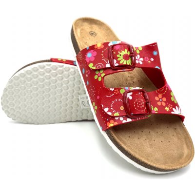 Dámské biopantofle KVĚTY červená/růžová – Zboží Dáma