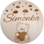 Block Engrave dřevěná dekorace do dětského pokoje Kruh se jménem a datem – Sleviste.cz