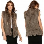 Fashionweek dámská vesta z přírodní kožešiny králíka a mývala DEM01 cappuccino – Zboží Dáma