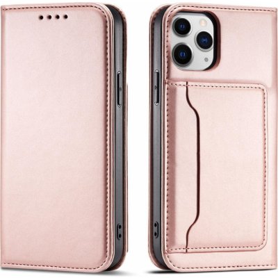 Pouzdro Magnet Card Case elegantní knížkové s venkovní kapsou na iPhone 14 PRO MAX růžové – Zboží Mobilmania