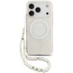 Guess IML Flowers Allover Strap MagSafe Zadní Kryt pro iPhone 17 Pro White – Zboží Mobilmania