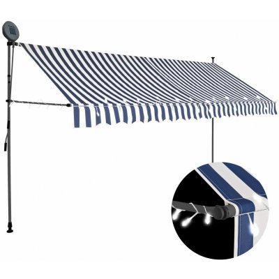 vidaXL Ručně zatahovací markýza s LED světlem 100 cm modrobílá - 11461.145847 – Zboží Mobilmania