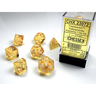 Chessex Sada 7 vícestěnných kostek průhledná Žlutá – Zboží Živě