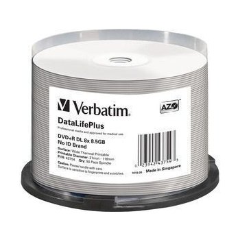 Verbatim DVD+R DL 8,5GB 8x, Printable, spindle, 50ks (43754)