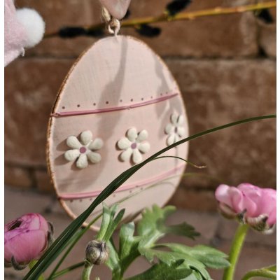 Růžové antik plechové závěsné vajíčko s květy 10*2*8 cm – Hledejceny.cz