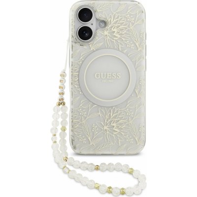 Guess IML Flowers Allover Strap MagSafe Zadní Kryt pro iPhone 17 White – Hledejceny.cz