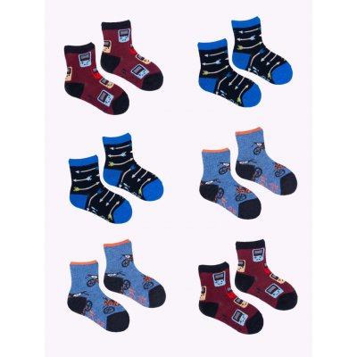 Yoclub Patterns Colours Chlapecké bavlněné ponožky 6 pack SKA 0117C AA00 001 Multicolour