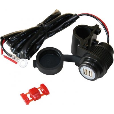 Vodotěsná zásuvka 12V - 2x USB 5V s montážní objímkou na řidítka - černá PW300-306 – Zboží Mobilmania