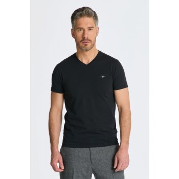 Gant tričko SLIM SHIELD V-NECK T-SHIRT černá