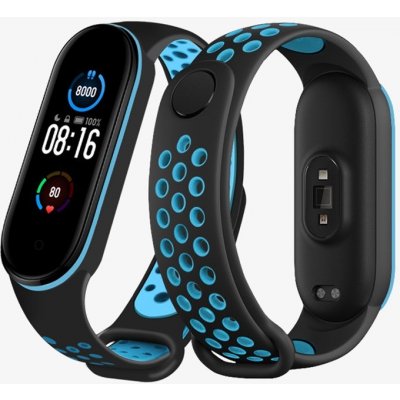 Xiaomi Mi Band 5/6 náhradní náramek Sportovní prodyšný perforovaný černo-tyrkys MBSCZ-5SCETY – Zboží Živě