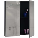 Mendler Zrcadlová skříňka HWC-B19b, koupelnová skříňka na zeď, 2 police vysoký lesk MVG-certifikát 70x60x16cm černá – Zbozi.Blesk.cz