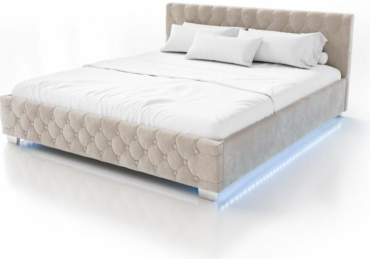 Juskys JS107747 s LED a úložným prostorem samet béžová