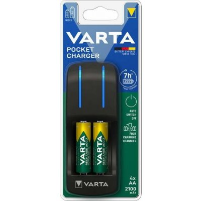 VARTA Pocket Charger + 4x AA 2100 mAh 57642101451 – Zboží Mobilmania