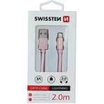 Swissten 71523305 USB 2.0 typ A na Lightning, USB 2.0, zástrčka A - zástrčka Lightning, opletený, 2m, růžovo-zlatý – Zboží Mobilmania