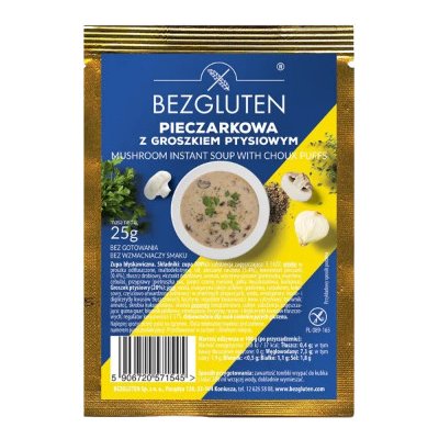 Bezgluten Polévka žampiónová s těstovým hráškem bez lepku 22 g – Zboží Dáma