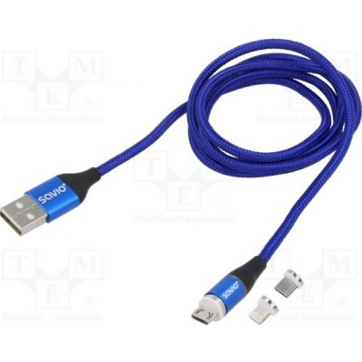 Savio SAVKABELCL-154 magnetický, USB 2.0, 1m, modrý – Zbozi.Blesk.cz