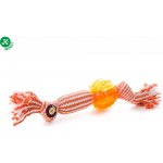 JK ANIMALS bavlněné pískací přetahovadlo s TPR míčem 33 cm – Sleviste.cz