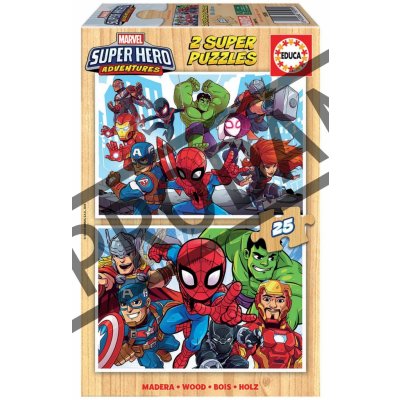 Educa EDU18599 Drevené Marvel Super Heroe Adventures 2 x 25 dílků – Zboží Mobilmania