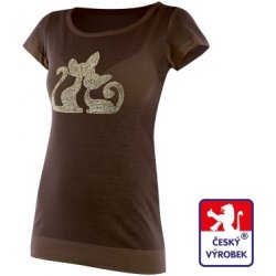 Bambusové tričko prodloužené cats hnědá