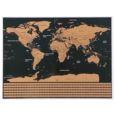 Malatec Velká stírací mapa světa s vlajkami Deluxe 82 × 59 cm černá