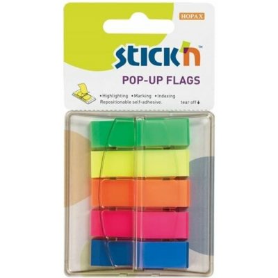 Samolepící záložky Stick'n by Hopax - 45 x 12 mm, neonový mix, 5 x 40 lístků – Hledejceny.cz